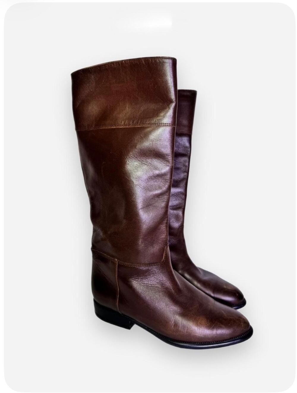 Vintage Trumps Brown Leather Riding Boots Spain Womens 5.5 B